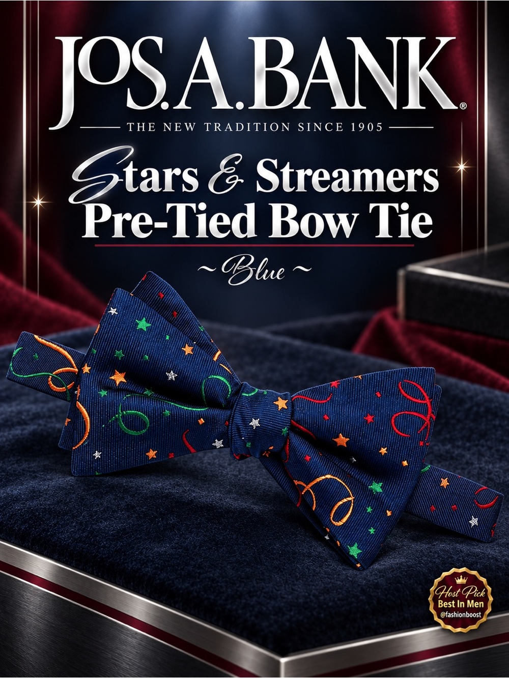 Jos. A. Bank Stars & Streamers Pre-Tied Silk Bow Tie HOST PICK - Best In Men’s